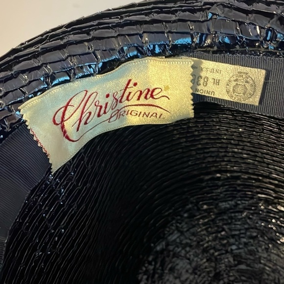Christine Original Vintage Union Made Plastic Woven Straw Look Fedora Type Hat main image 10
